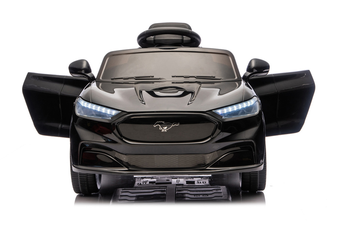 Ford Mustang Mach-E til børn, 2x24V motorer og lædersæde, Sort