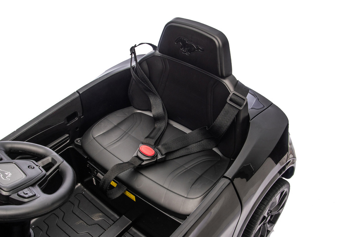 Ford Mustang Mach-E til børn, 2x24V motorer og lædersæde, Sort