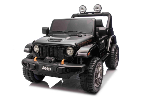 Sort Jeep Wrangler Rubicon elbil 4x24V 200W Lithium med EVA-gummihjul.