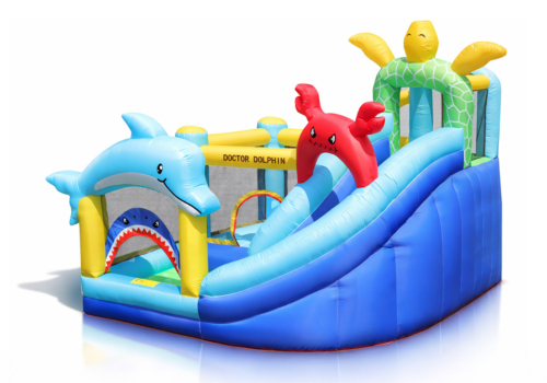 Oppustelig Doctor Dolphin Sea Animals – Vandland og Hoppeborg til haven.