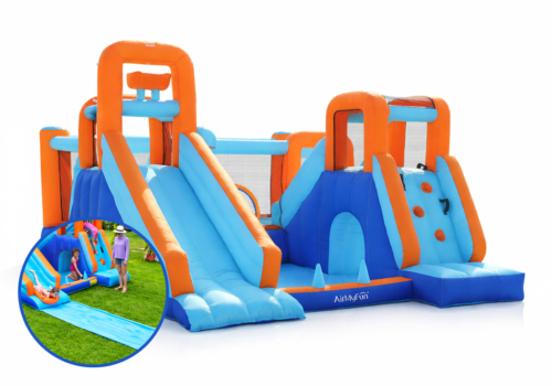 Oppusteligt Doctor Dolphin Waterslide - Vandland og Hoppeborg, 350x481x250 cm