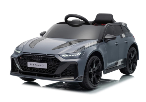Grå 2026 Audi RS6 Avant GT elbil til børn med firehjulstræk og EVA-gummihjul.