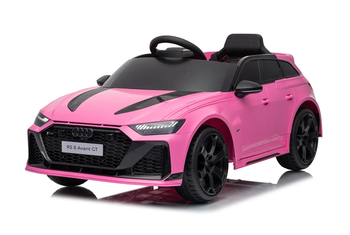 Pink 2026 Audi RS6 Avant GT elbil til børn med firehjulstræk og EVA-gummihjul.