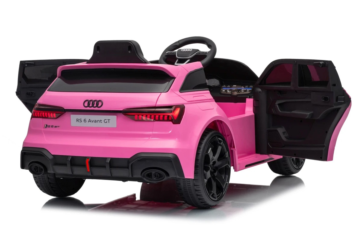 Pink 2026 Audi RS6 Avant GT elbil til børn med firehjulstræk og EVA-gummihjul.