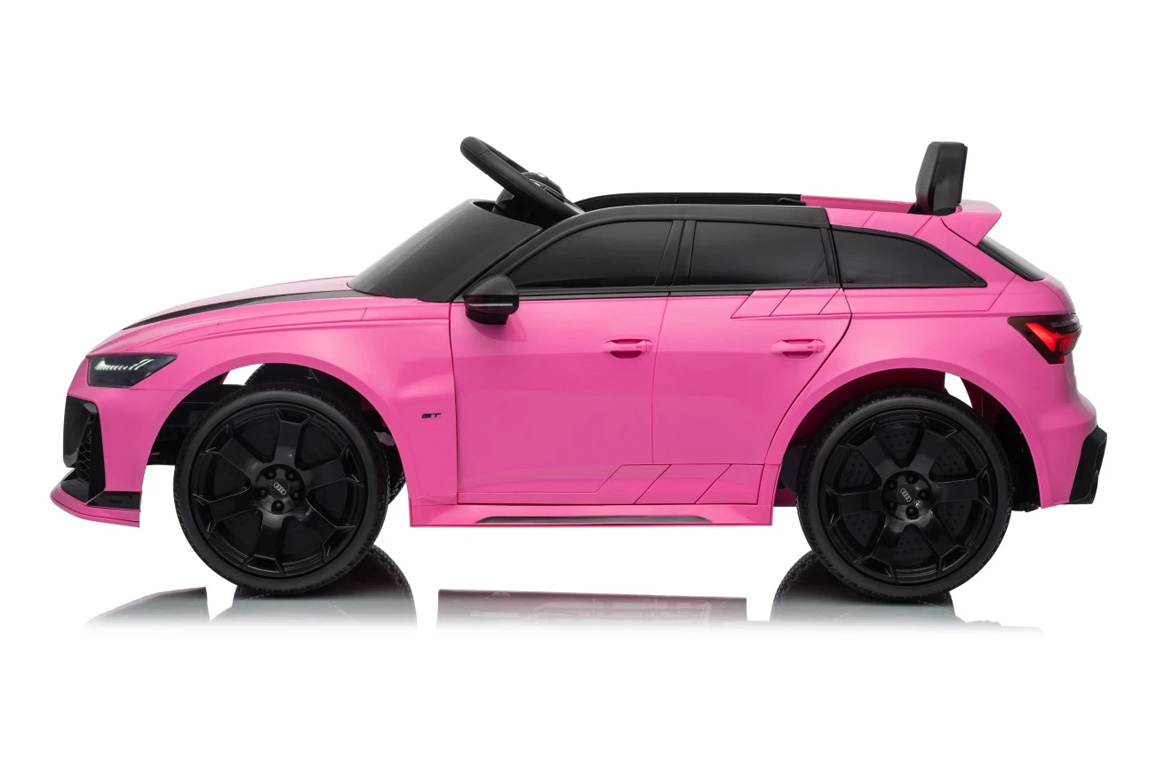 Pink 2026 Audi RS6 Avant GT elbil til børn med firehjulstræk og EVA-gummihjul.