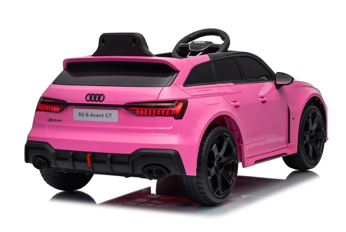 Pink 2026 Audi RS6 Avant GT elbil til børn med firehjulstræk og EVA-gummihjul.