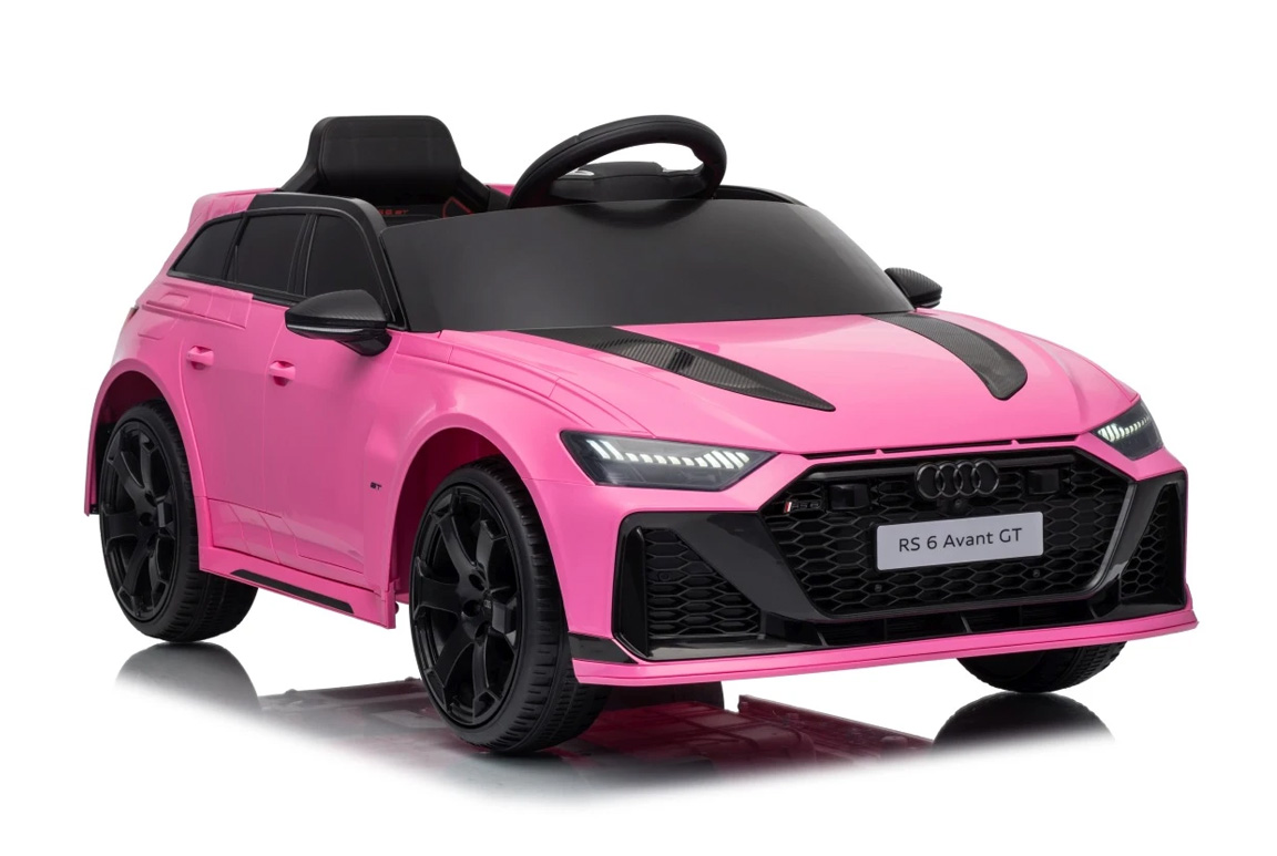 Pink 2026 Audi RS6 Avant GT elbil til børn med firehjulstræk og EVA-gummihjul.