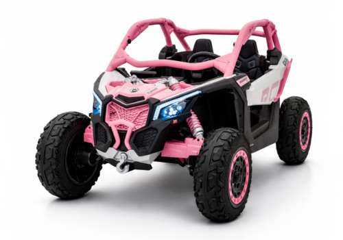 Opgraderet pink Can-Am Maverick X3 PRO UTV til 2 børn, 2x320W Silent motor