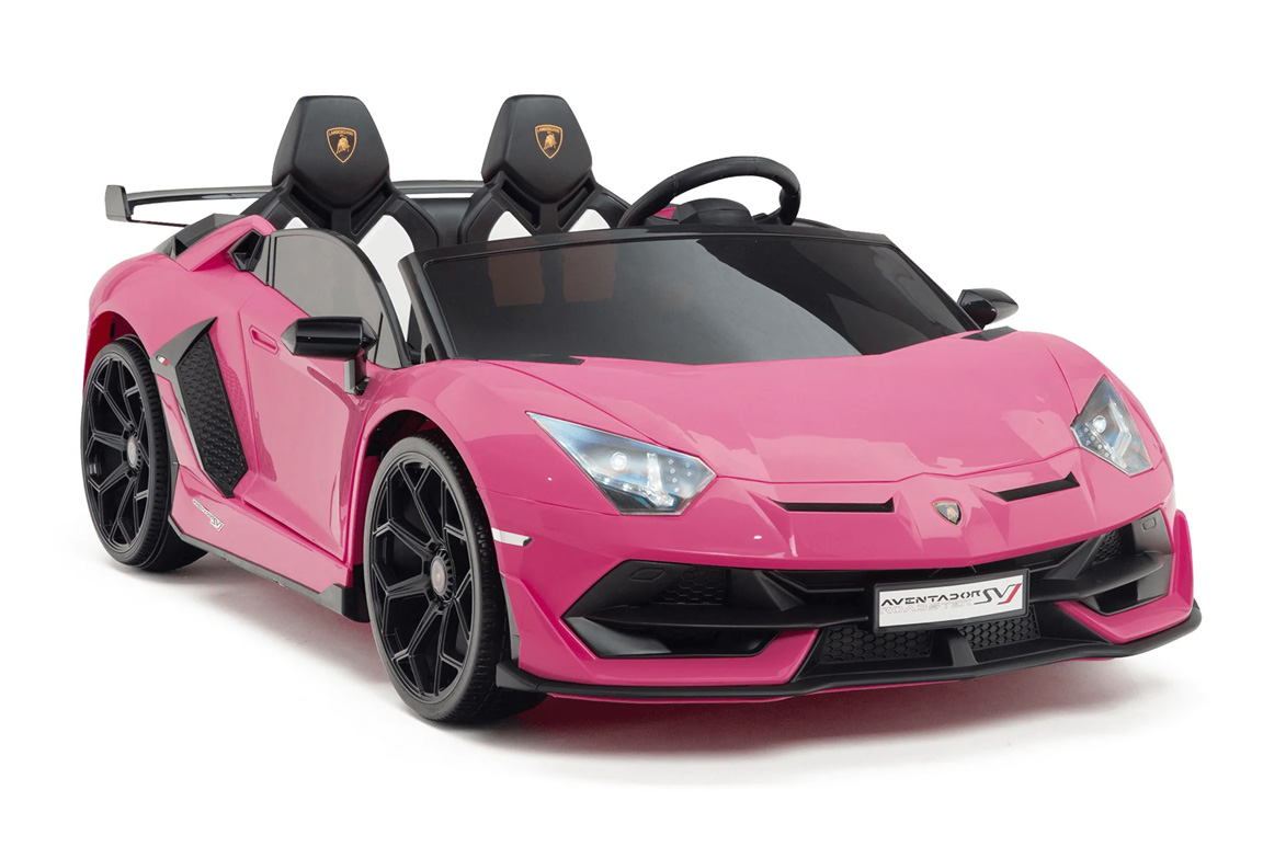 Elektrisk pink Lamborghini Aventador SVJ Drifter til børn med indbygget driftfunktion, topfart på 15 km/t, kraftige 2x24V motorer, opgraderet lithiumbatteri, LED-lys og officiel Lamborghini-licens – en af markedets vildeste elbiler til børn.