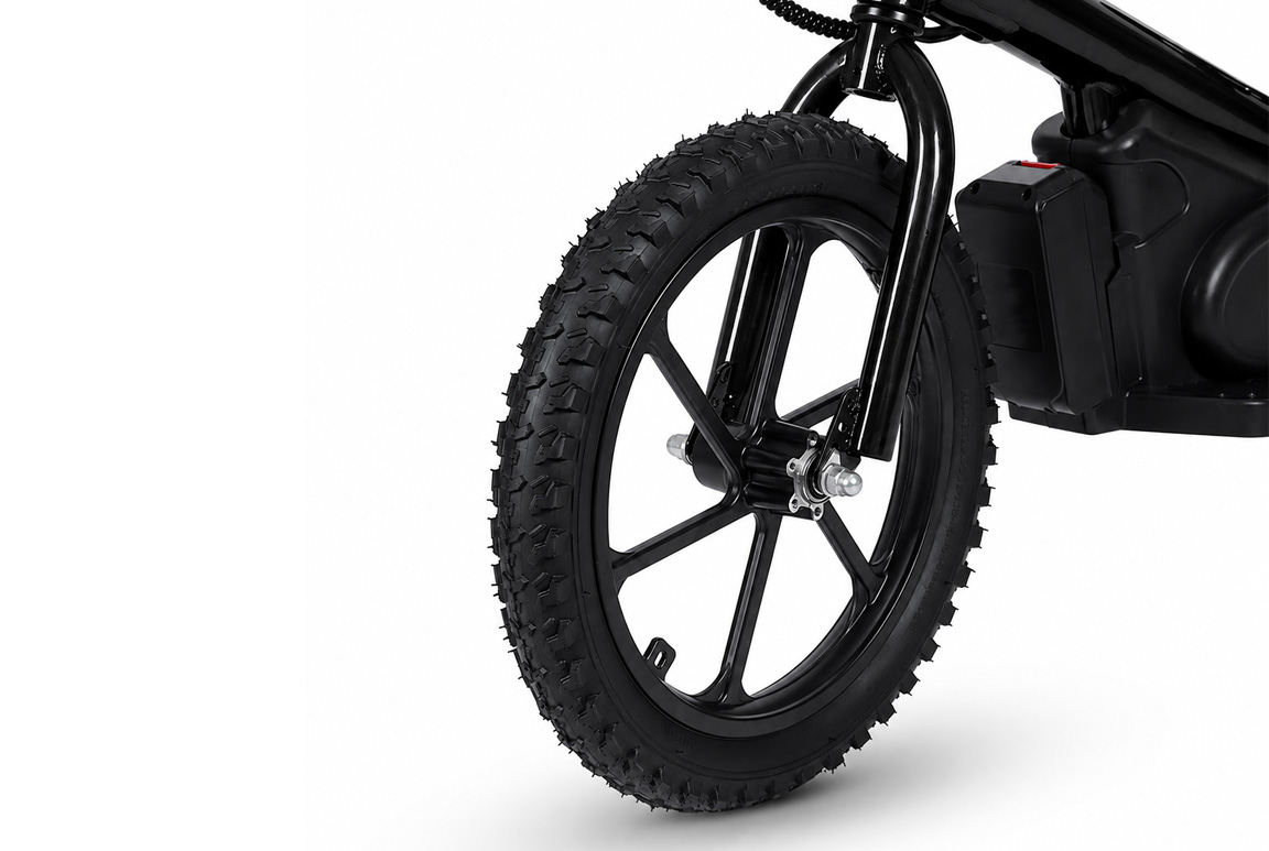 16" Travis Black El-løbecykel til børn fra ca. 4-5 år og opefter - Topfart 13-24 km/t. - Med udtageligt batteri.